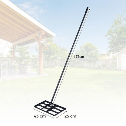 Lawn levelling Rake, 43x 25cm Lawn Leveller with 175cm Adjustment Long Handle