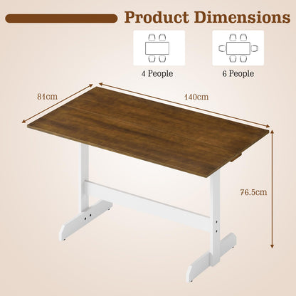 Dining Table for 4-6 People Rectangular Kitchen Table with Solid Wood Trestle Base