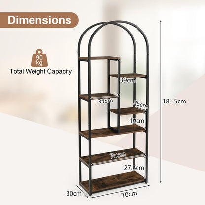 Arched Bookshelf, Metal Frame Bookcase Shelving Unit