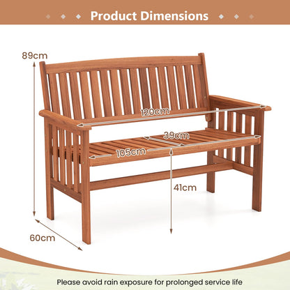 2-Seater Garden Bench, Solid Wood Patio Loveseat Park Bench Chair