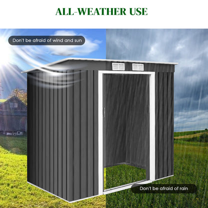 GiantexUK 7x4FT Metal Garden Shed, Outdoor Galvanized Storage House (7x4FT, 2 Vents)