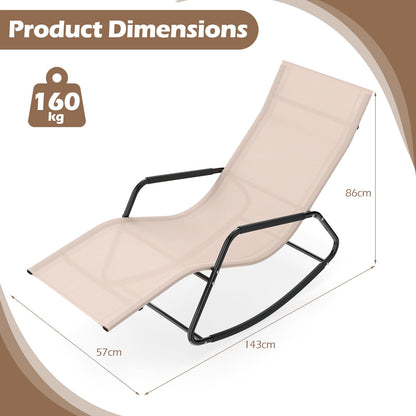 Rocking Sun Lounger, Zero Gravity Recliner Garden Rocking Chair with Armrests