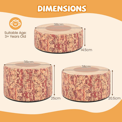 3 PCS Tree Stump Stool Set Round Flexible Seatings