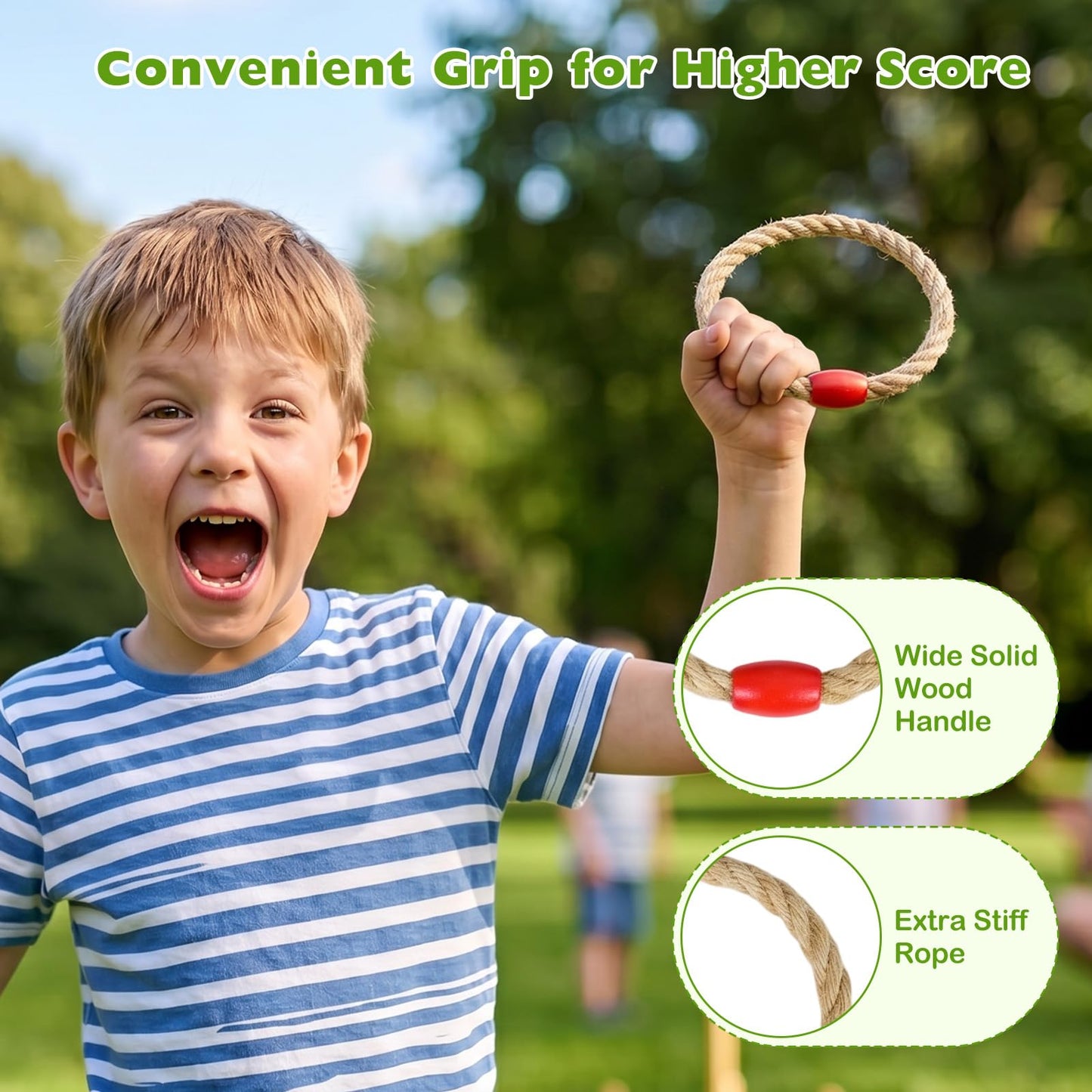 Ring Toss Game for Kids & Adults, Wooden Quoits Games Set