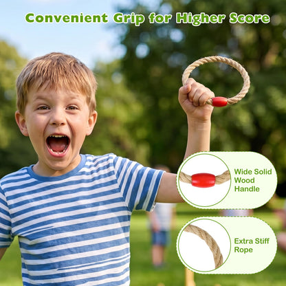 Ring Toss Game for Kids & Adults, Wooden Quoits Games Set