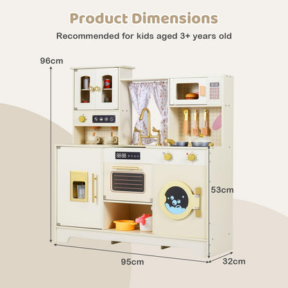 Kids Wooden Kitchen, Pretend Play Kitchen with Stoves