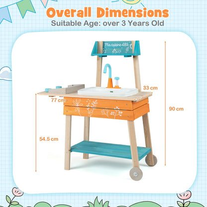 Mud Kitchen, Outdoor Kids Play Kitchen with Removable Sink