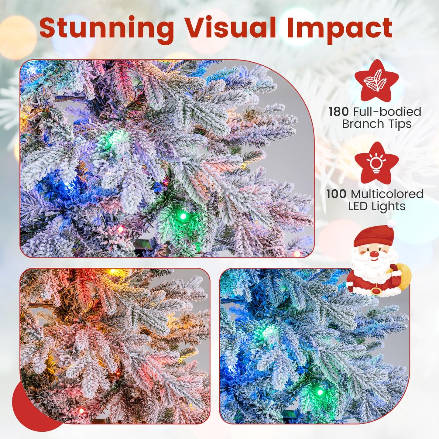 4 FT Pre-lit Artificial Christmas Trees 100 Multi-color and Warm White Dimmable Lights