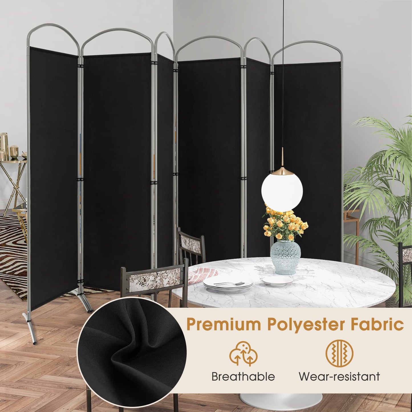 6 Panel Room Divider Freestanding and Folding Design for Home Office