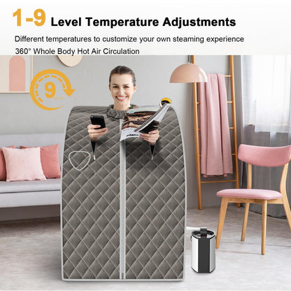 3L Portable Steam Sauna with 9-Level Temperature and Folding Chair