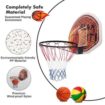 Indoor Outdoor Wall Mounted Basketball Hoop for Kids Adults