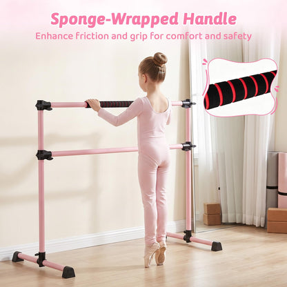 Double Ballet Barre, 17-112cm Adjustable Dance Stretch Bar
