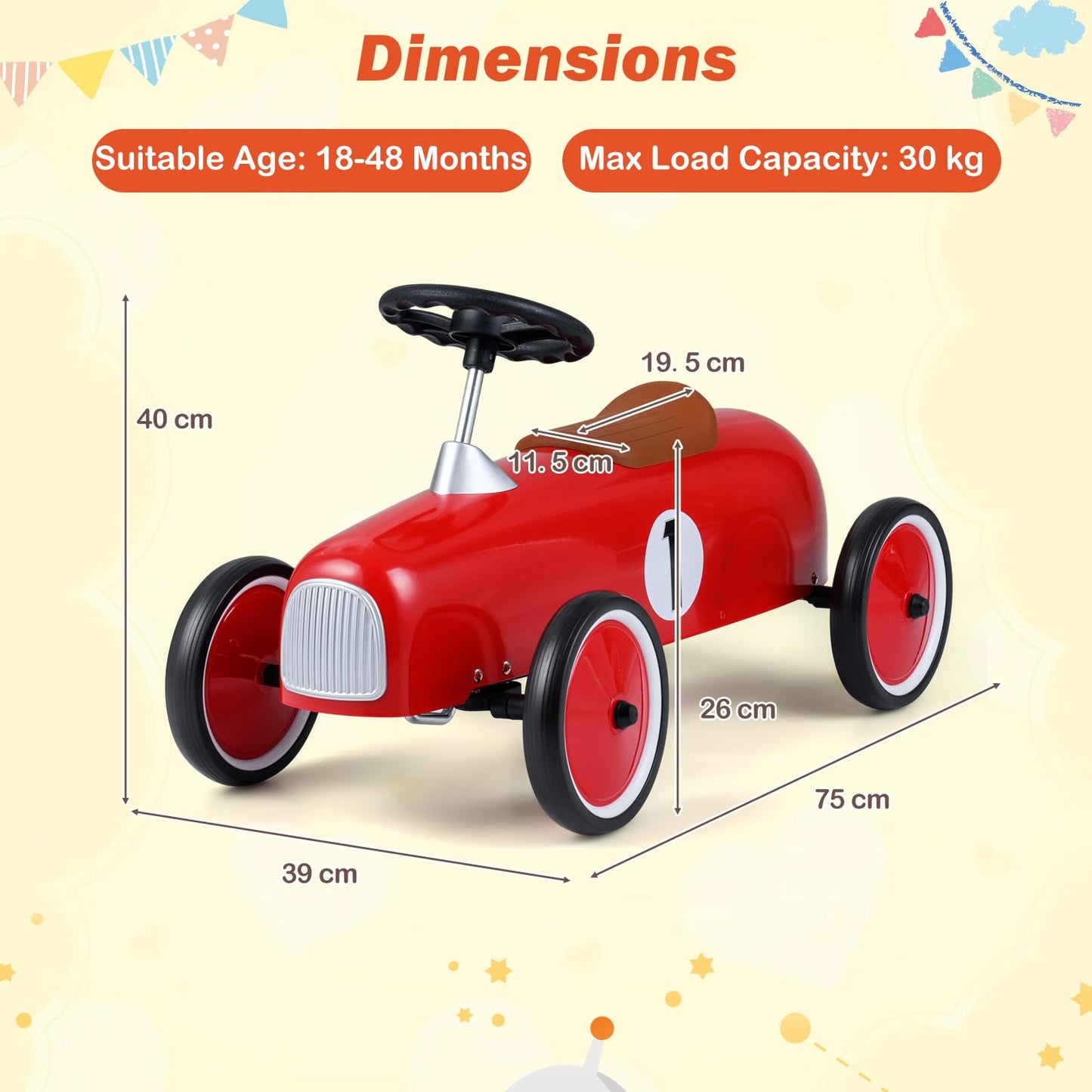 Ride on Car, Toddler Foot to Floor Sliding Walker with 50° Safety Angle Limit