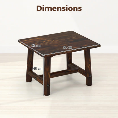 Solid Wood Small Outdoor Coffee Table with Reinforced Crossbar