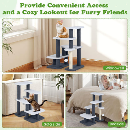 Cat Stairs, 2-in-1 Cat Tree Tower Pet Steps with Sisal Scratching Posts