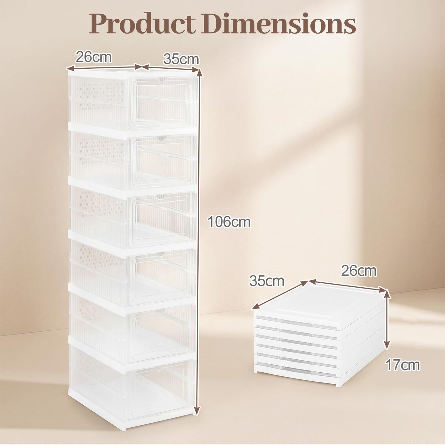 6-Tier Portable Shoe Organizer Set of 2 with Flip Front Door