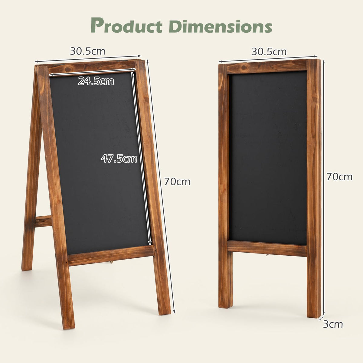 70 ×31 cm Foldable A-Frame Chalk Board Sign