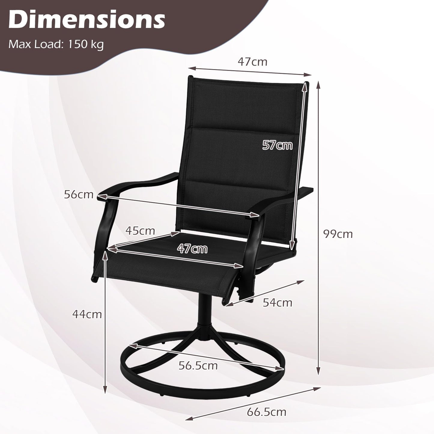 Swivel Garden Chairs Set of 2, Patio Dining Chairs with Backrest & Armrest