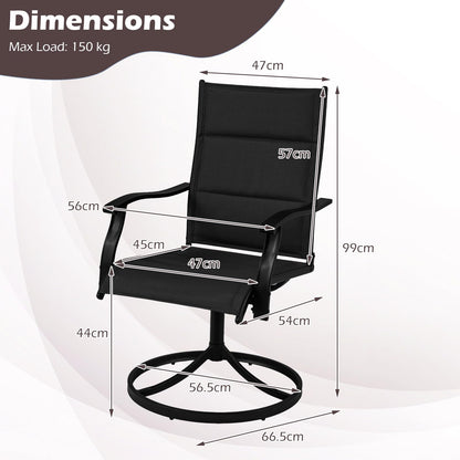 Swivel Garden Chairs Set of 2, Patio Dining Chairs with Backrest & Armrest