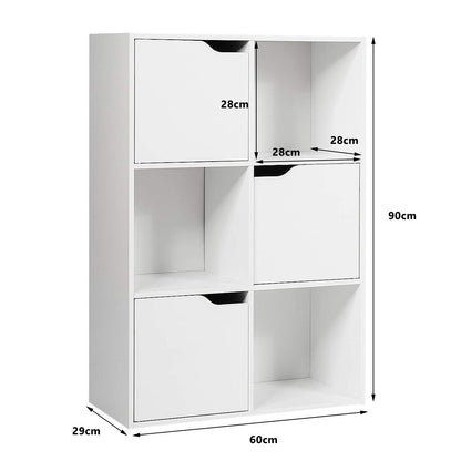 6 Cube Storage Cabinet with 3 Cupboard Doors