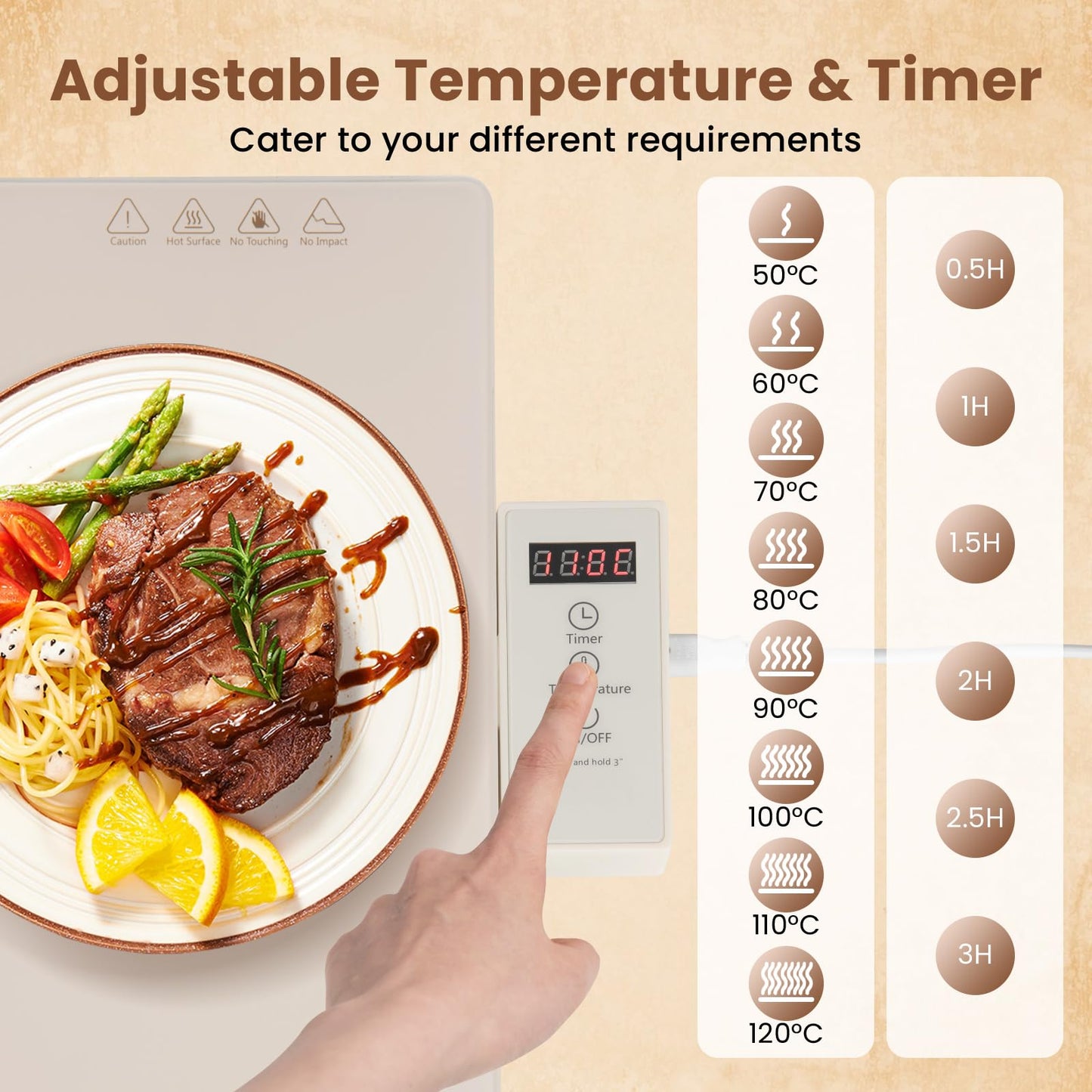 Electric Food Warming Tray Tray with Adjustable Temperature Control