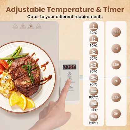 Electric Food Warming Tray Tray with Adjustable Temperature Control