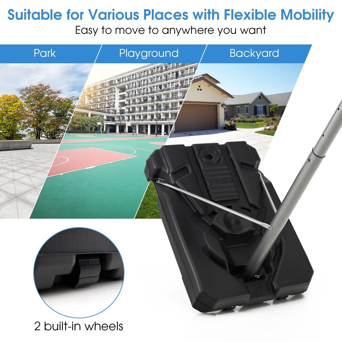 Portable Basketball Hoop with Metal Frame for Teenagers and Adults