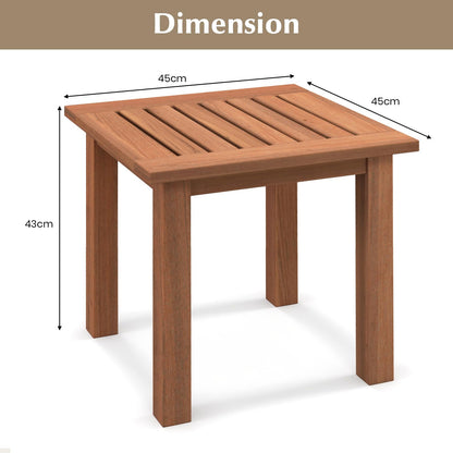 All-Weather Hardwood Small Coffee Table with Slatted Top