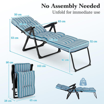 Reclining Relaxer Chair with Thick Padded Cushion for Patio
