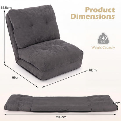 Folding Sofa Chair, 5-Position Adjustable Floor Chair Bed