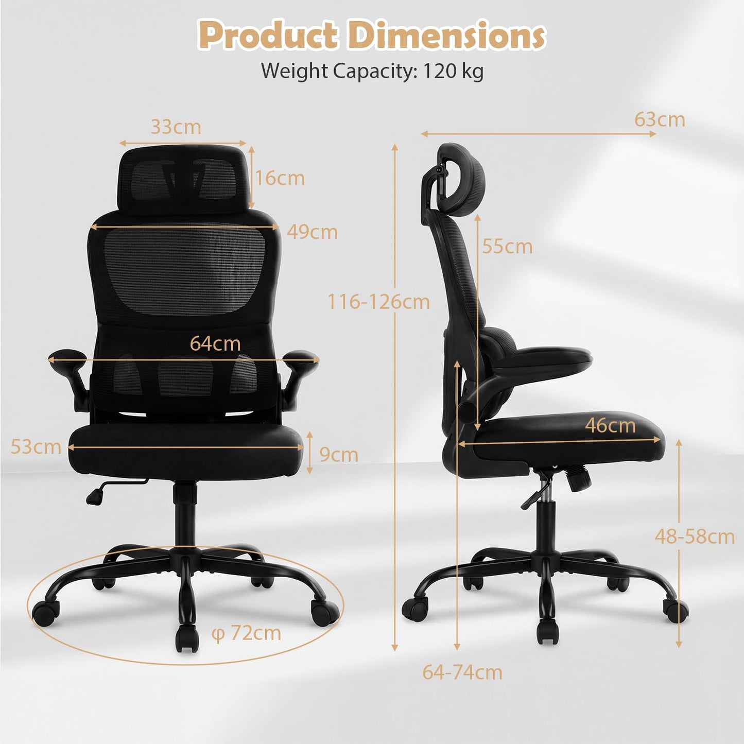 Mesh Office Chair, Ergonomic High Back Swivel Computer Desk Chair