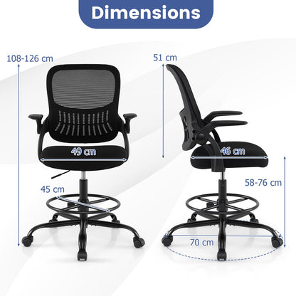 Mesh Drafting Chair, Ergonomic Swivel Office Chair with Adjustable Footrest