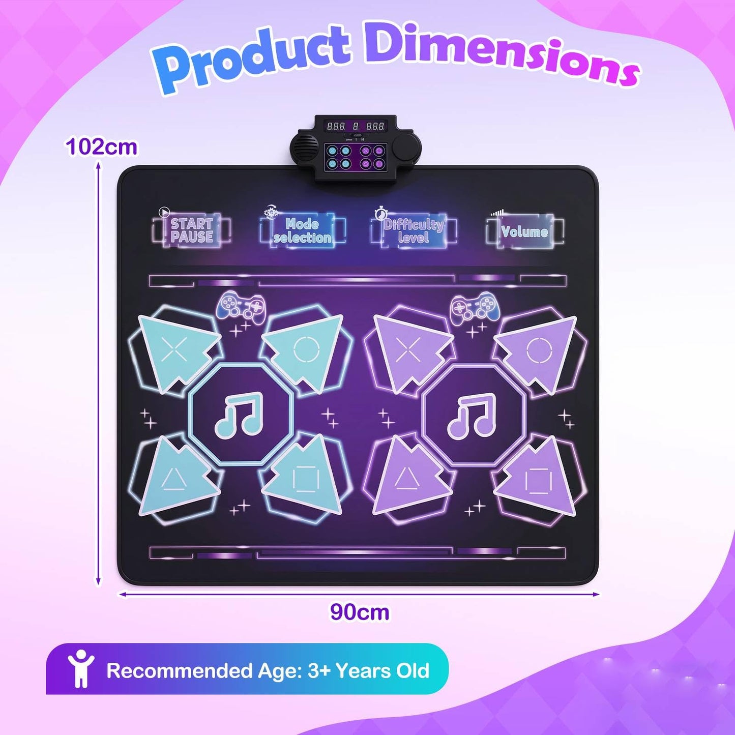 Kids Dance Mat, Electronic Play Mat with 4 Game Modes, 3 LED Speeds