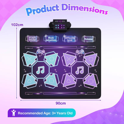 Kids Dance Mat, Electronic Play Mat with 4 Game Modes, 3 LED Speeds