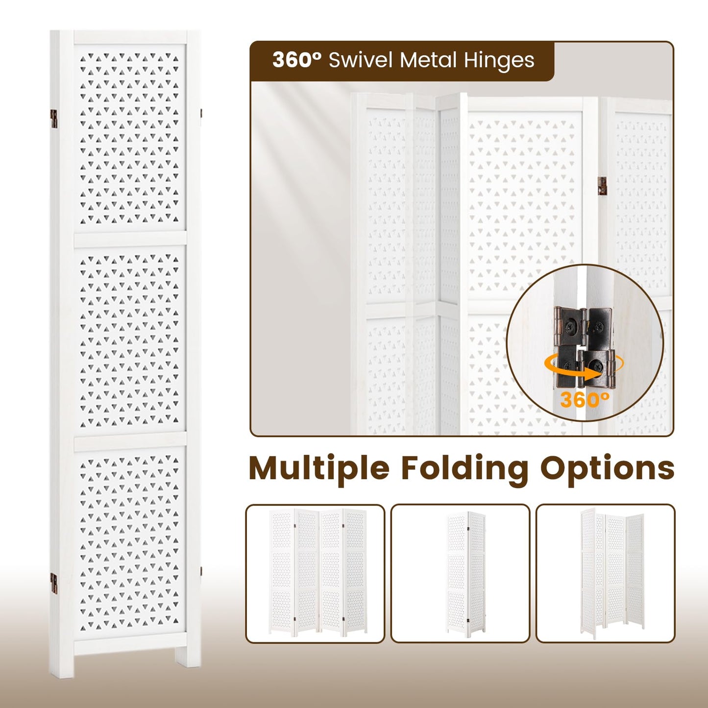 4 Panel Folding Room Divider for Living Room Bedroom Office