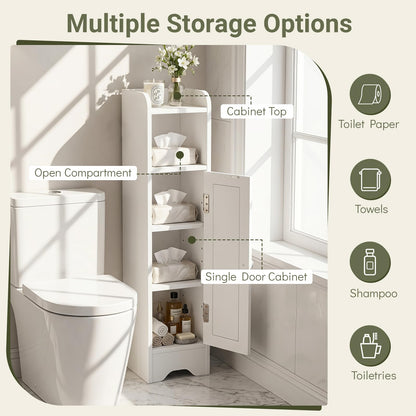 Freestanding Slim Storage Cupboard with Adjustable Shelves
