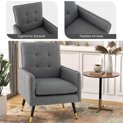 Linen Fabric Accent Chair Single Sofa with Removable Seat Cushion