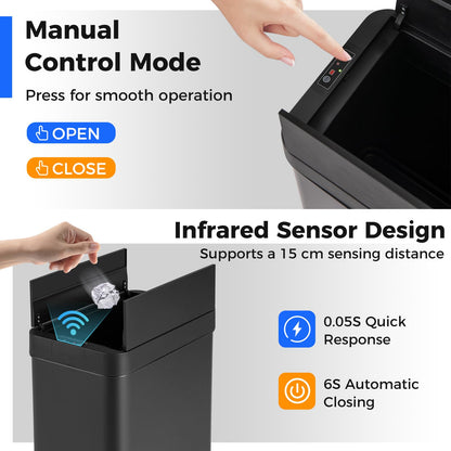 50L Slim Kitchen Trash Can with Wing Lids