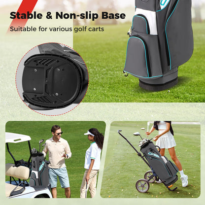 Giantex Golf Cart Bag Golf Trolley Bag with 14 Way Dividers Cooler Pocket Adjustable Shoulder Strap Rain Hood