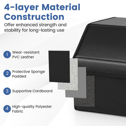 Leather Car Trunk Organizer with Lid Removable Divider and Large Capacity