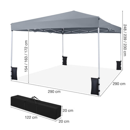 3m x 3m Pop Up Canopy Tent, Height Adjustable Garden Gazebo Shelter