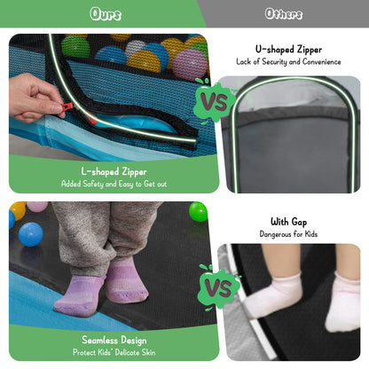 3-in-1 Rectangle Trampoline with Enclosure Net