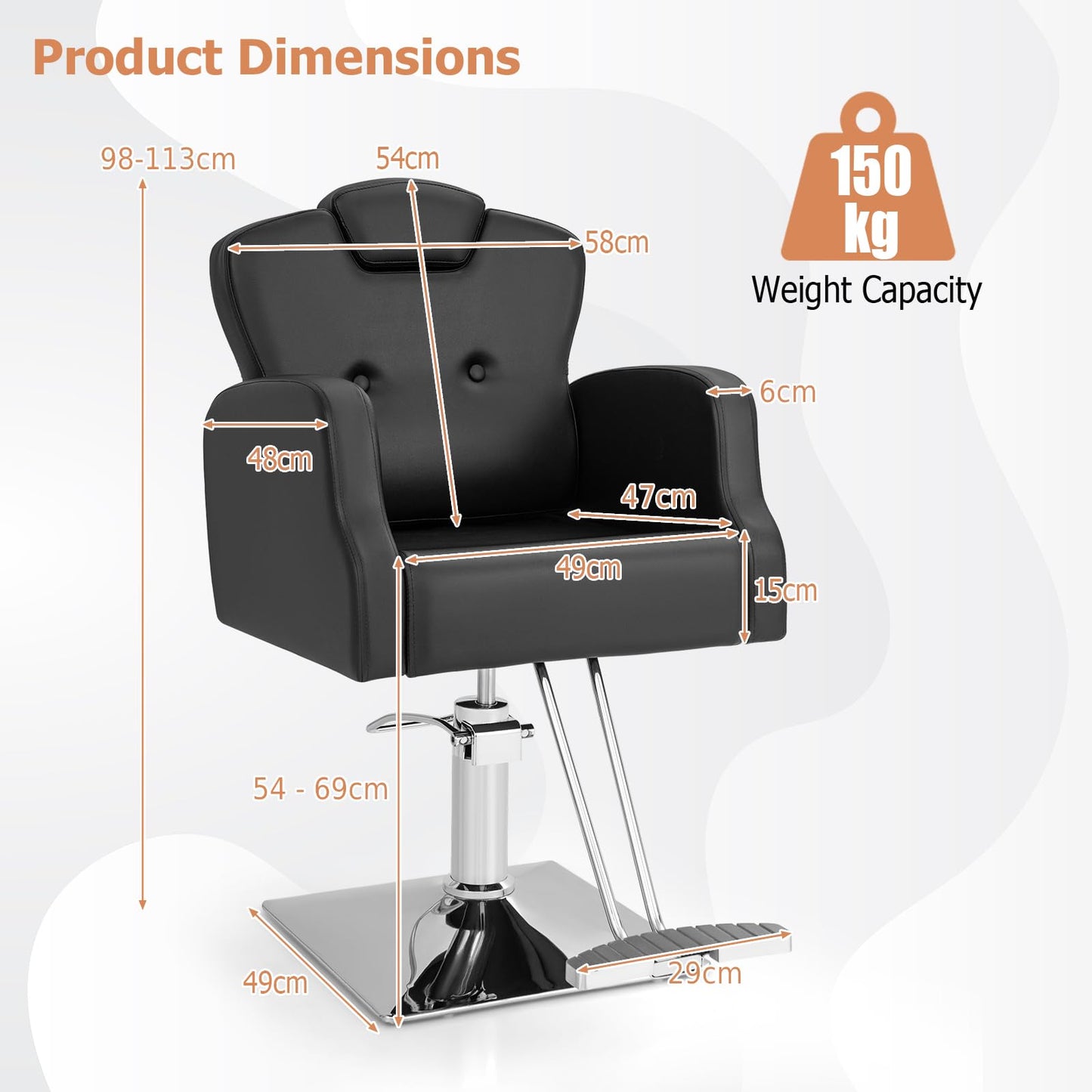Heavy Duty Hydraulic Barber Chair Salon Chair with 360 Degrees Swivel