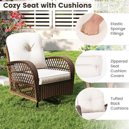 3 Pieces Patio Rattan Bistro Set with Cushions and Pillows