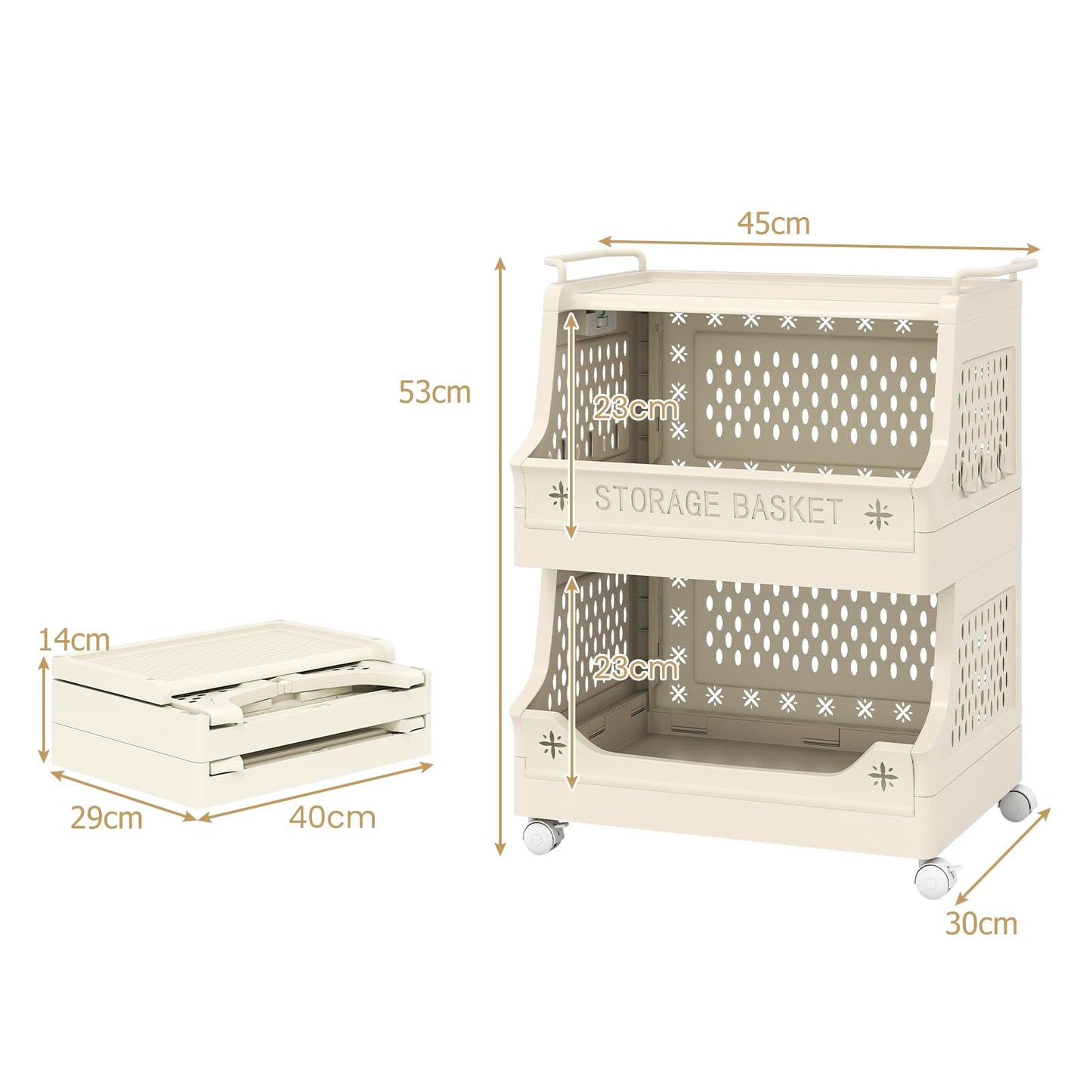 3/4/5/6 Tier Rolling Laundry Basket with Wheels and Handles for Laundry Room