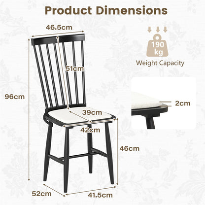 Windsor Dining Chair Set of 2 with Spindle Back for Kitchen and Restaurant