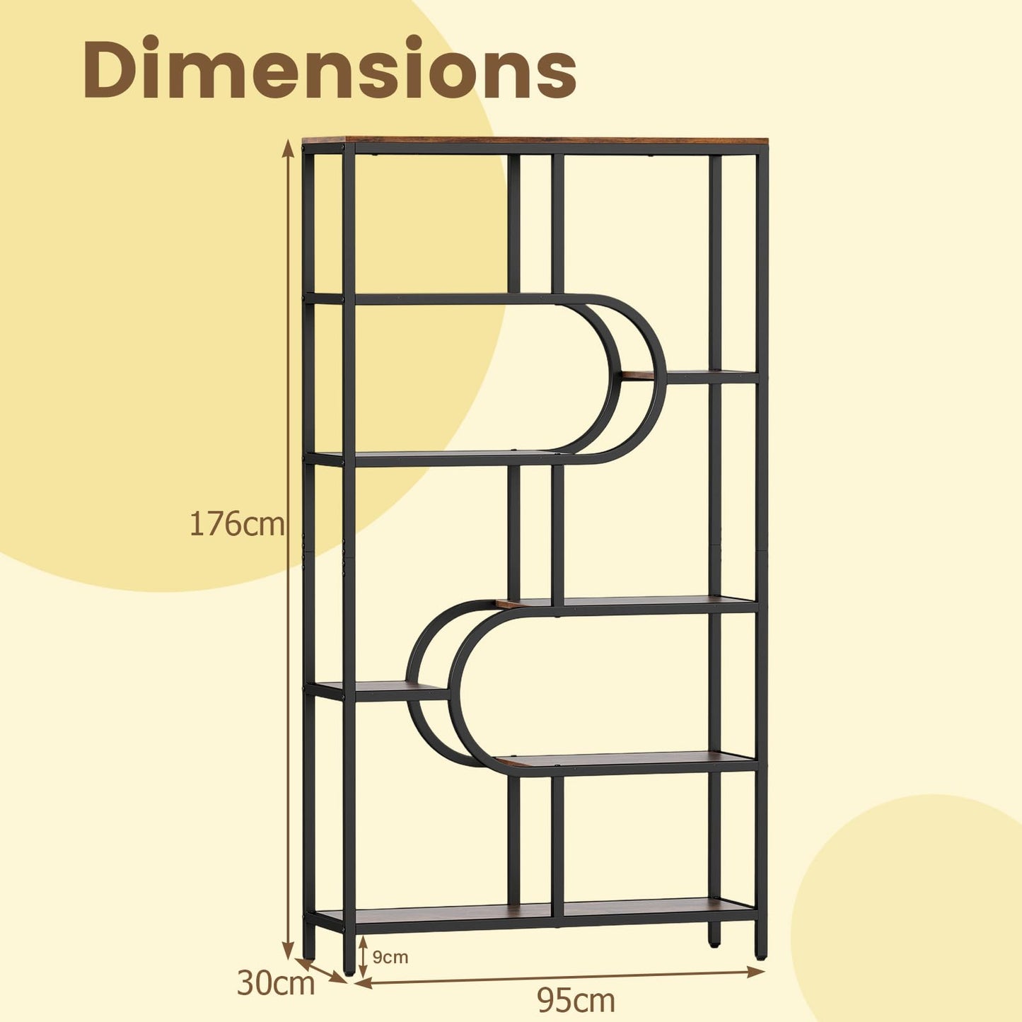 8-Tier Bookshelf Tall Etagere Bookcase with Open Storage Shelves