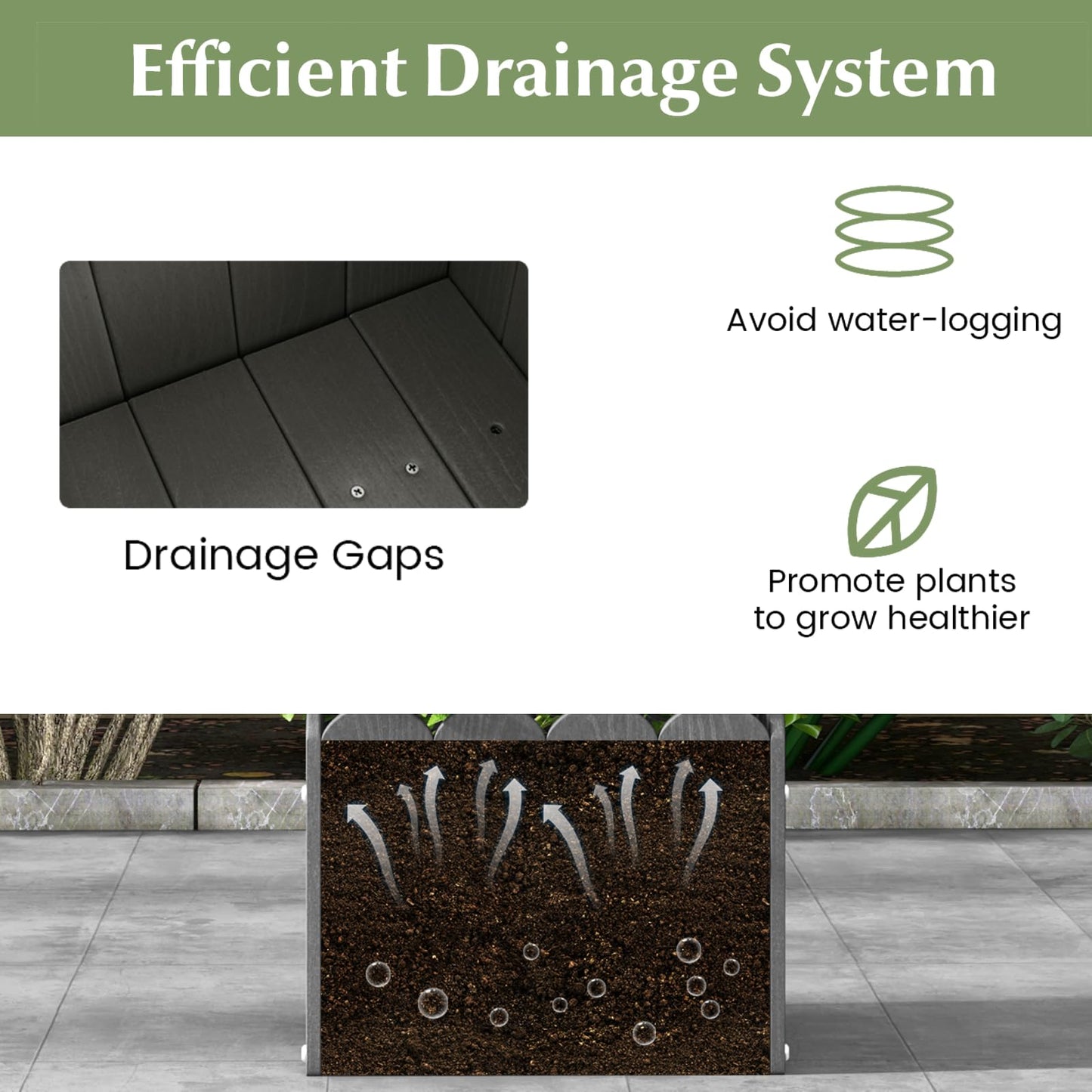 GiantexUK Raised Garden Bed Set of 2, HDPE Elevated Planter Box with Drainage Gaps