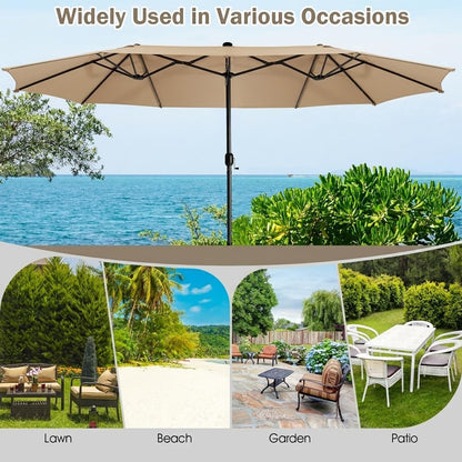 4.5m Large Patio Umbrella with 48 Solar-Powered LED Lights