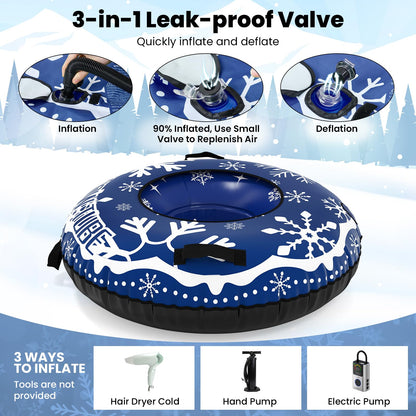 Inflatable Snow Tube, Heavy-Duty Sled Ski Tube with Handles